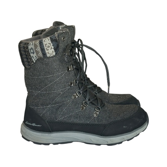 Eddie Bauer Laurel Lace-Up Waterproof Winter Boots Dark Smoke Grey Women’s 9.5 - Picture 1 of 7